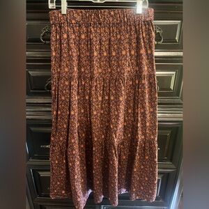 Madewell Floral Maxi Skirt in Brown and Orange